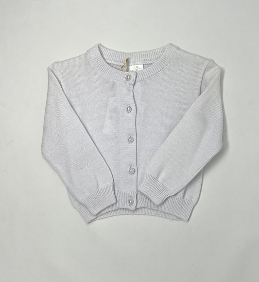 Pearl Button Cardigan - White Girls Sweaters + Sweatshirts Dolce Gaccia   