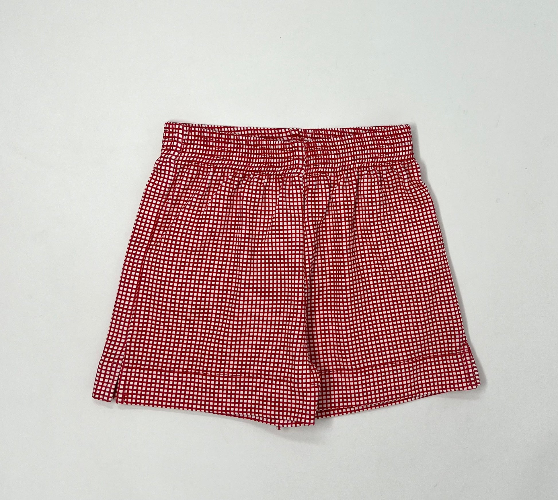 Red Gingham Print Shorts w/ Slit Boys Shorts Luigi   