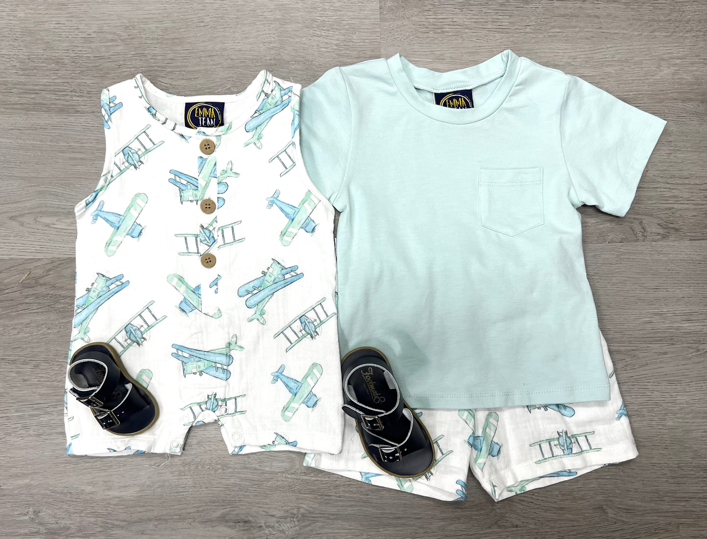 Airplane Shortall Boys Bubbles + Rompers Emma Jean   