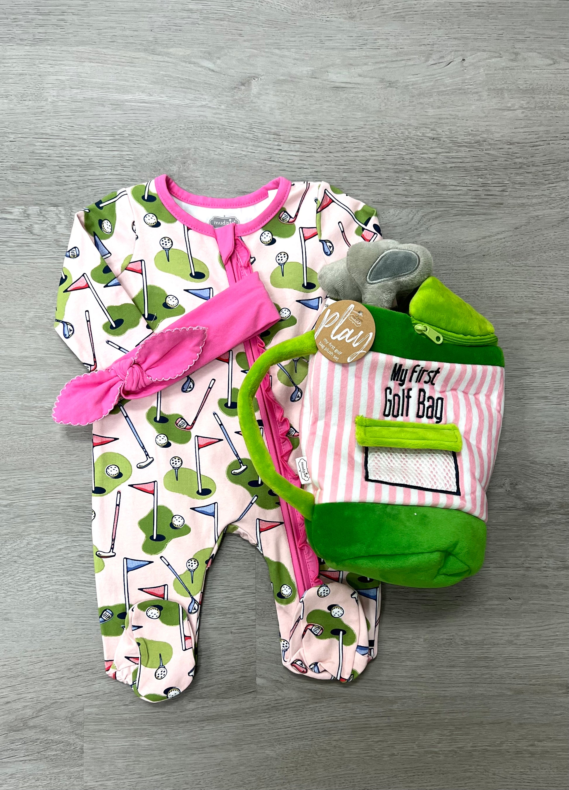 Golf Baby Sleeper Set - Pink Baby Sleepwear Mudpie   