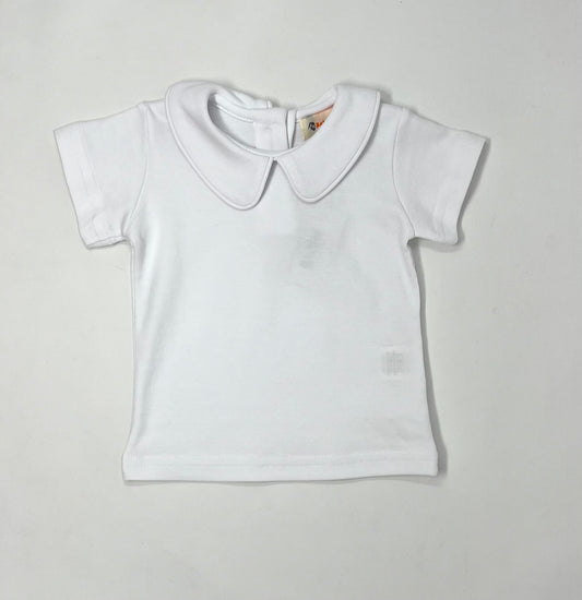 White S/S Peter Pan Collar Shirt w/ Button Back Boys Shirts + Polos Luigi   