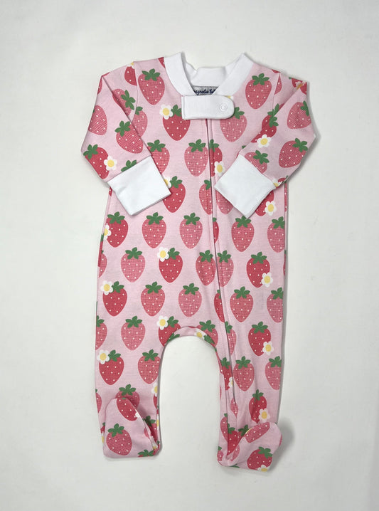 Berry Sweet Printed Zipper Footie Baby Sleepwear Magnolia Baby   