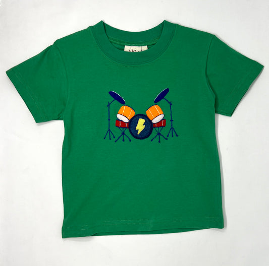 Boy's Mint Green S/S T-Shirt w/ Drum Set Boys Tees Luigi   