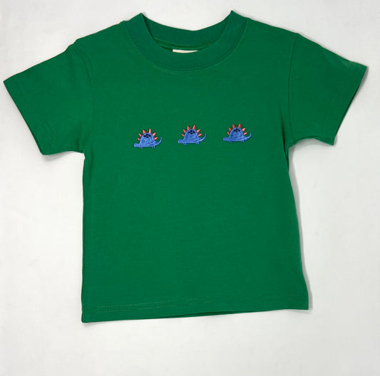 Boy's Mint Green S/S T-Shirt w/ Stegosauruses Boys Tees Luigi   
