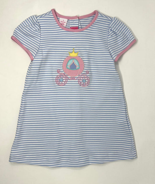 Girls Lt. Blue Carriage Striped Dress Girls Play Dresses Claire & Charlie   