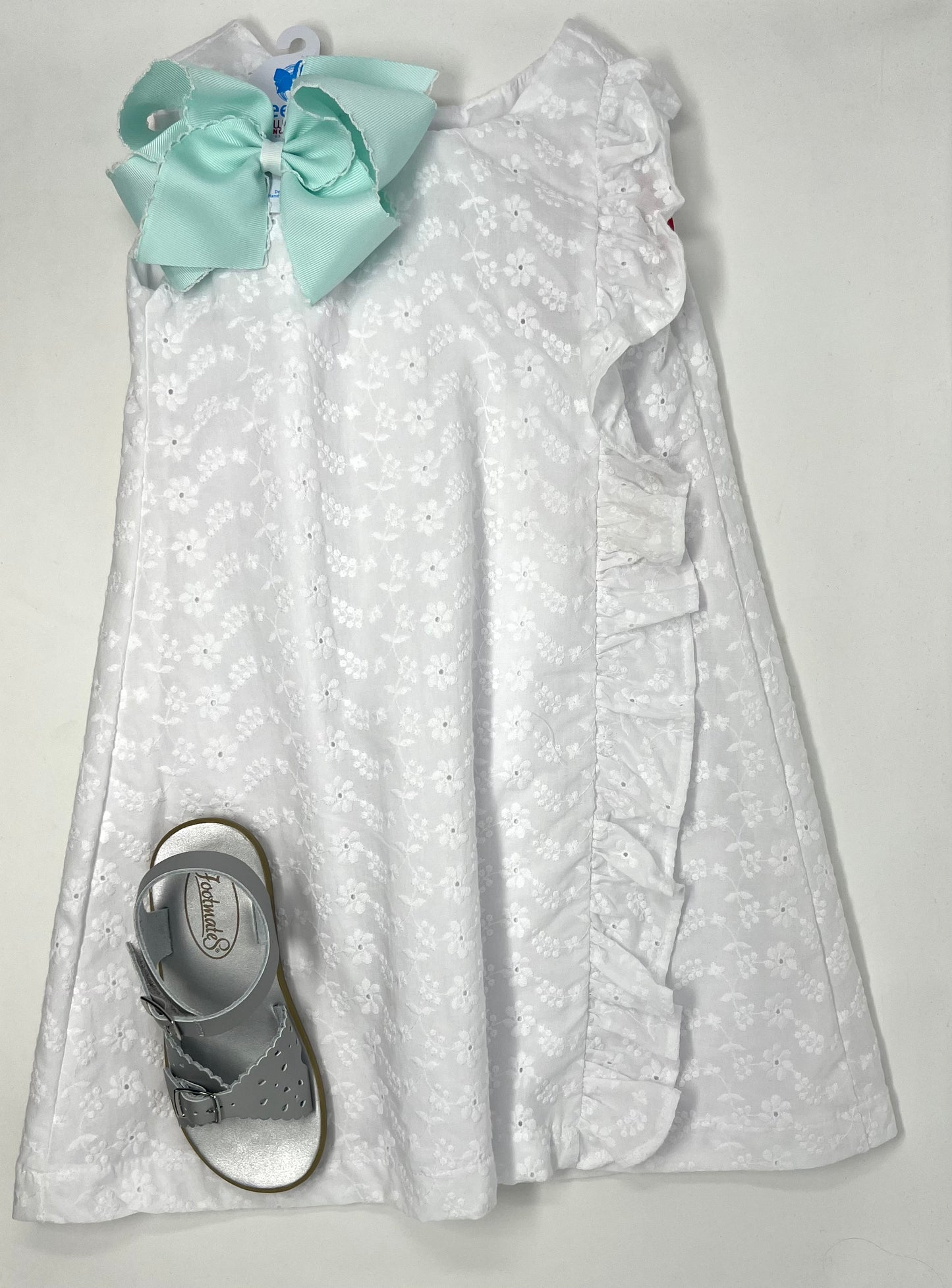 White Eyelet Ruffle A-Line Dress Girls Play Dresses Funtasia Too   