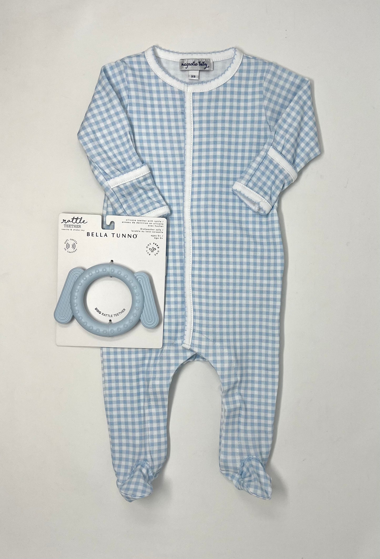 Mini Checks  Footie - Lt. Blue Baby Sleepwear Magnolia Baby   