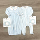 Mini Checks Collared Pleated Gown - Lt. Blue Baby Sleepwear Magnolia Baby   