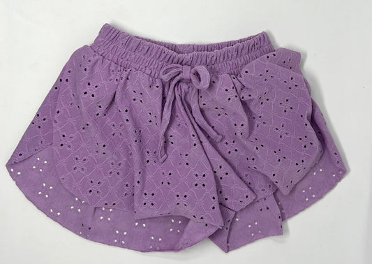 Eyelet Butterfly Shorts - Lavender Girls Shorts Be Elizabeth by James & Lottie   