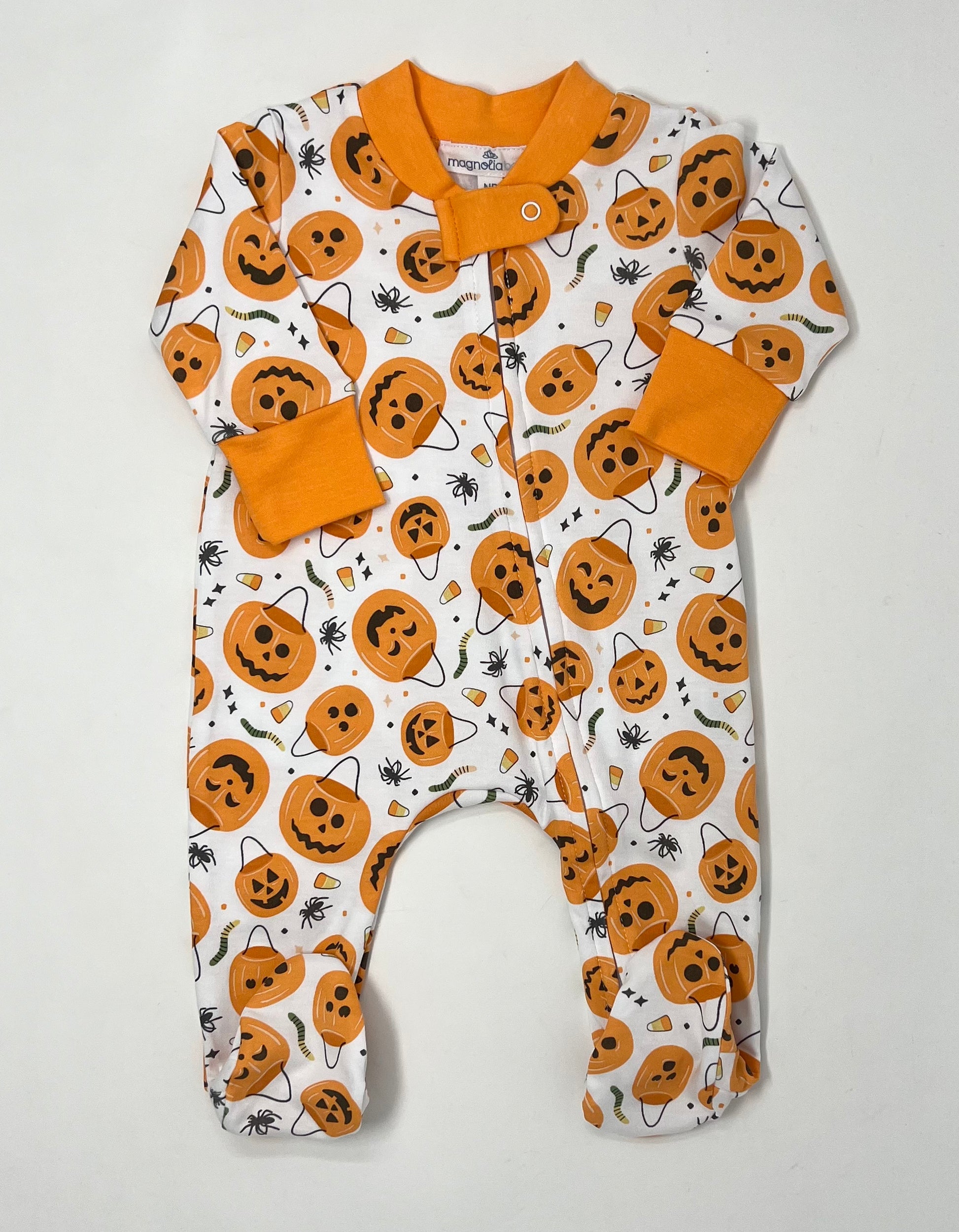 Jack O' Lantern Jamboree Printed Zipper Footie Baby Sleepwear Magnolia Baby   