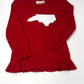 Girls Ruffle Swing Top w/ NC Silhouette - Deep Red Girls Tops + Tees Luigi   