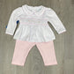 Ava & Archie Smocked Collared Pant Set - Lt. Pink Baby Sleepwear Magnolia Baby   