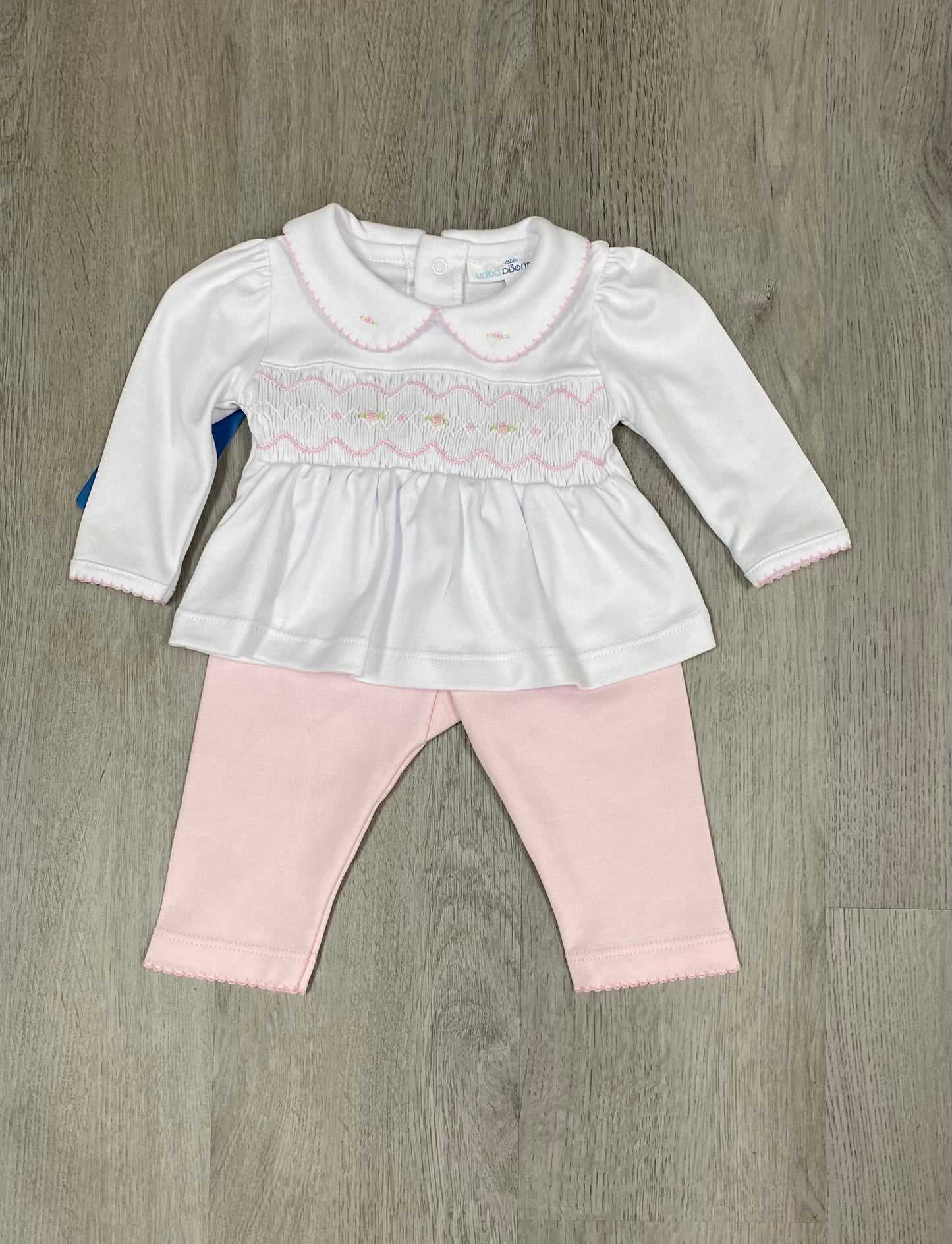 Ava & Archie Smocked Collared Pant Set - Lt. Pink Baby Sleepwear Magnolia Baby   