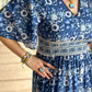 Zoey Dress - Beige Blue Long Dresses Sohana   
