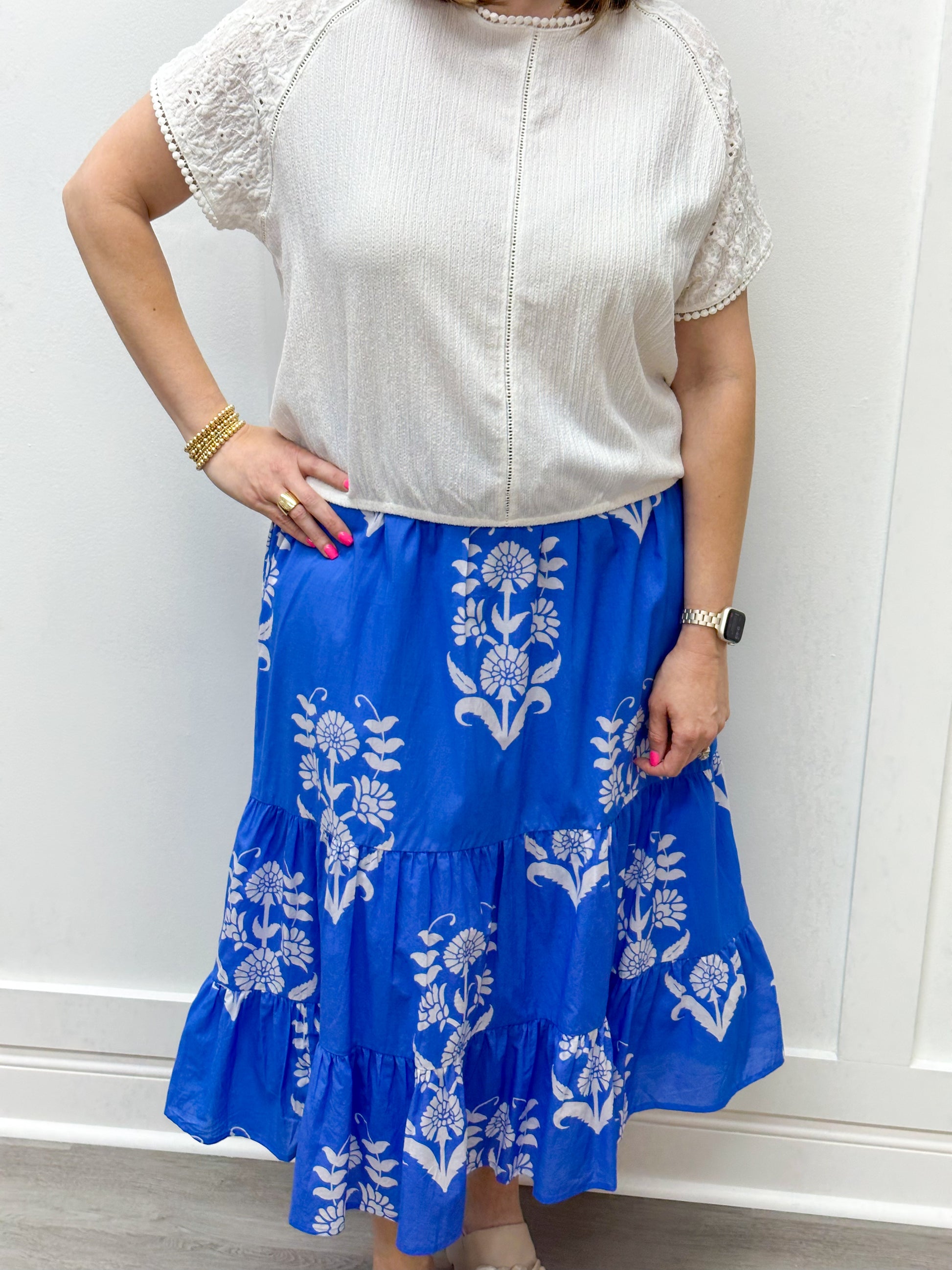 Market Skirt - Mughal Floral Blue Skirts Livro   