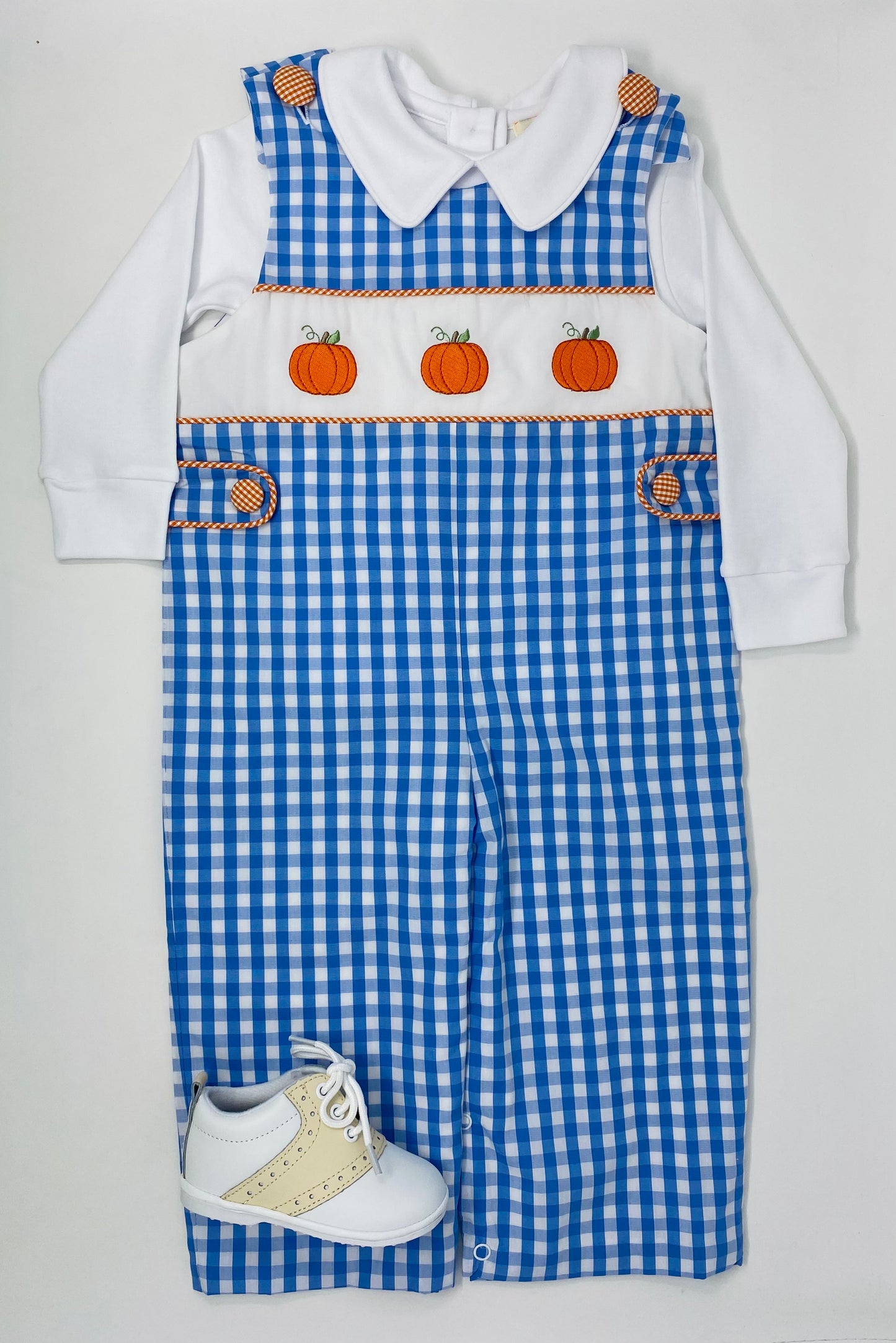 Pumpkin Embroidery Boys Longall Boys Bubbles + Rompers Banana Split   