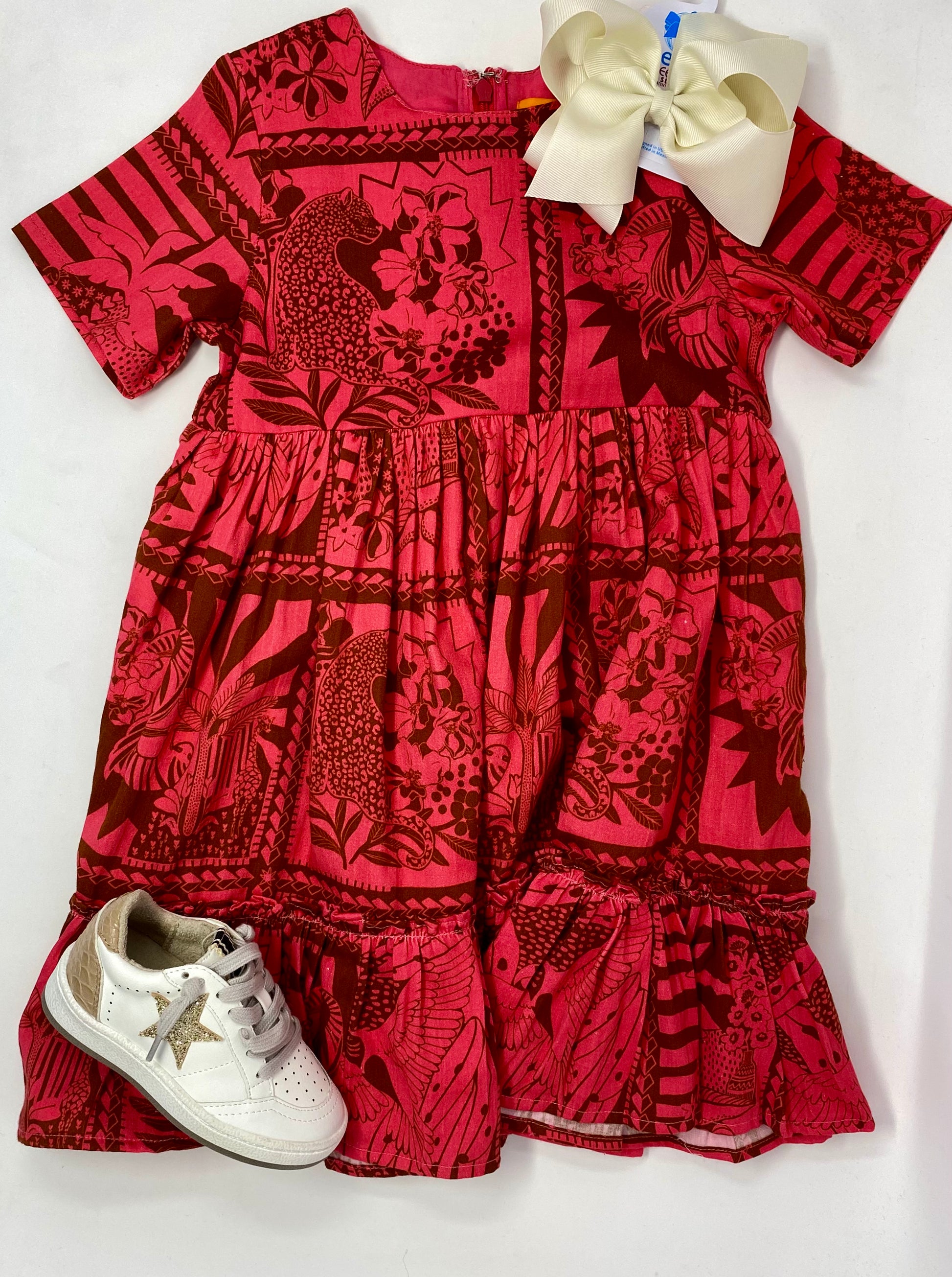 May Tiered Dress - Barbados Cherry Girls Occasion Dresses Briton Court   