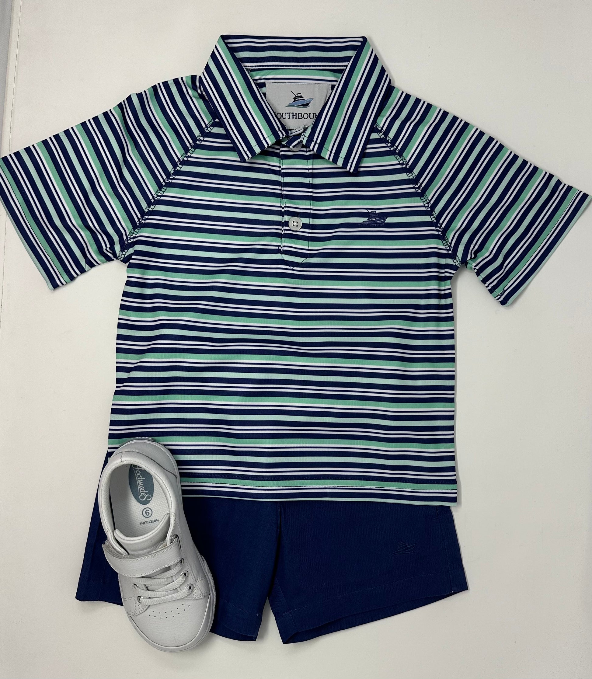 Boy's Polo - Cascade/Navy/Aqua Boys Shirts + Polos Southbound   