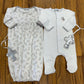 Silver Tiny Stork Embroidered Gathered Gown Baby Sleepwear Magnolia Baby   