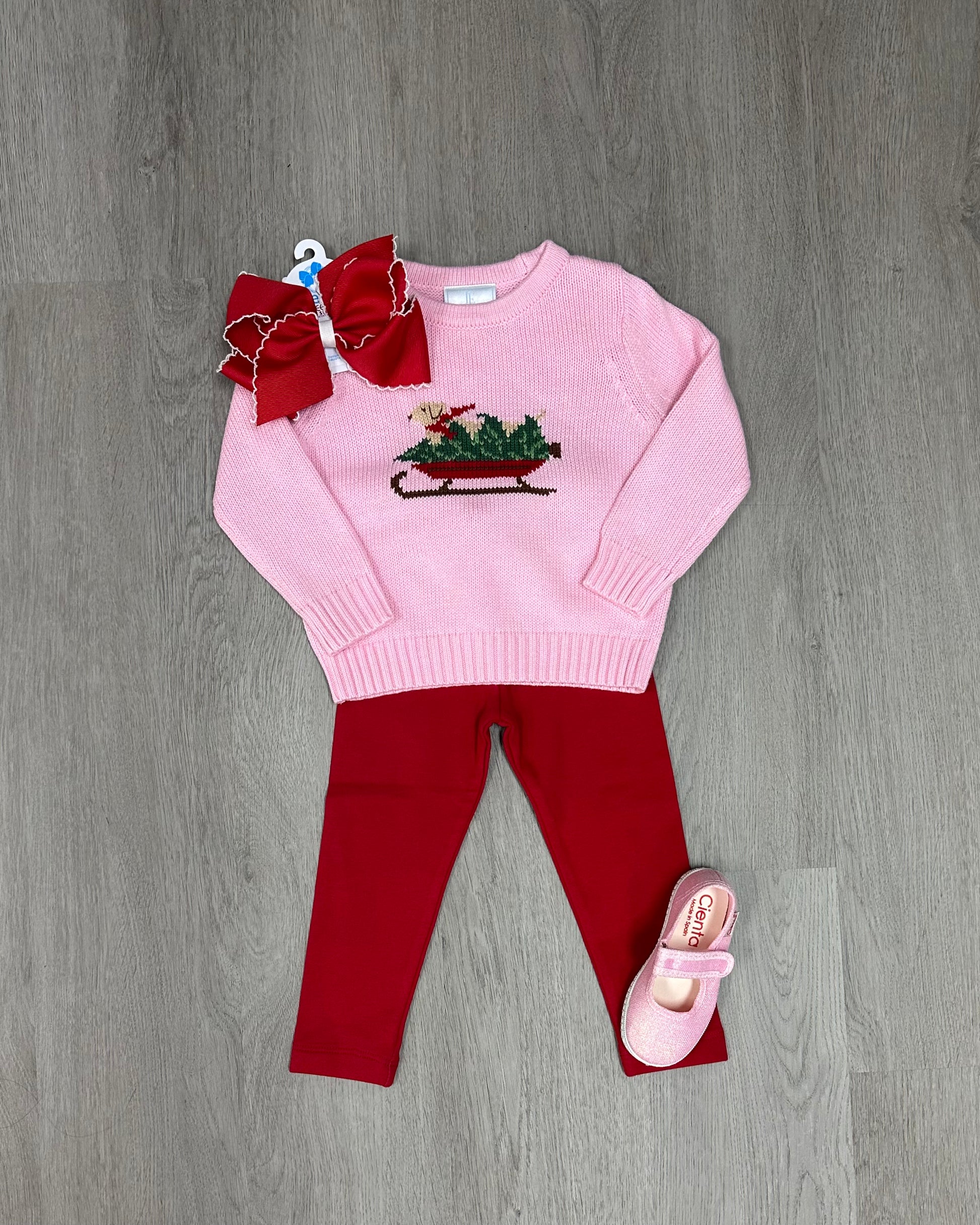 Intarsia Sweater - Pink Holiday Lab Girls Sweaters + Sweatshirts Little English   