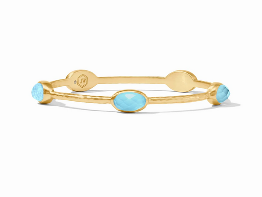 Ivy Stone Bangle Iridescent Capri Blue - Large Bracelets Julie Vos   