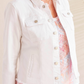 Button-Up Jacket w/ Raw Edge Hem - White Outerwear Tribal   