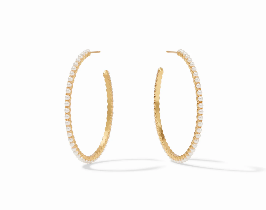 Juliet Hoop Gold Pearl - Large Earrings Julie Vos   