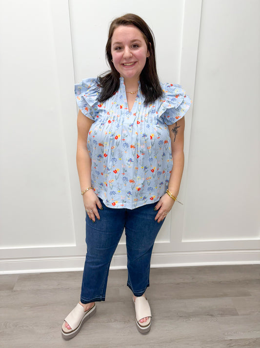 Katie Short Sleeve Top - Blue Tops Entro