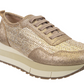 Kinetic Platform Sneakers - Gold Raffia Shoes Naked Feet   