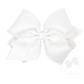 King White Grosgrain Bow with Moonstitch Edge and Cross Embroidery - White with White Kids Hair Accessories Wee Ones   