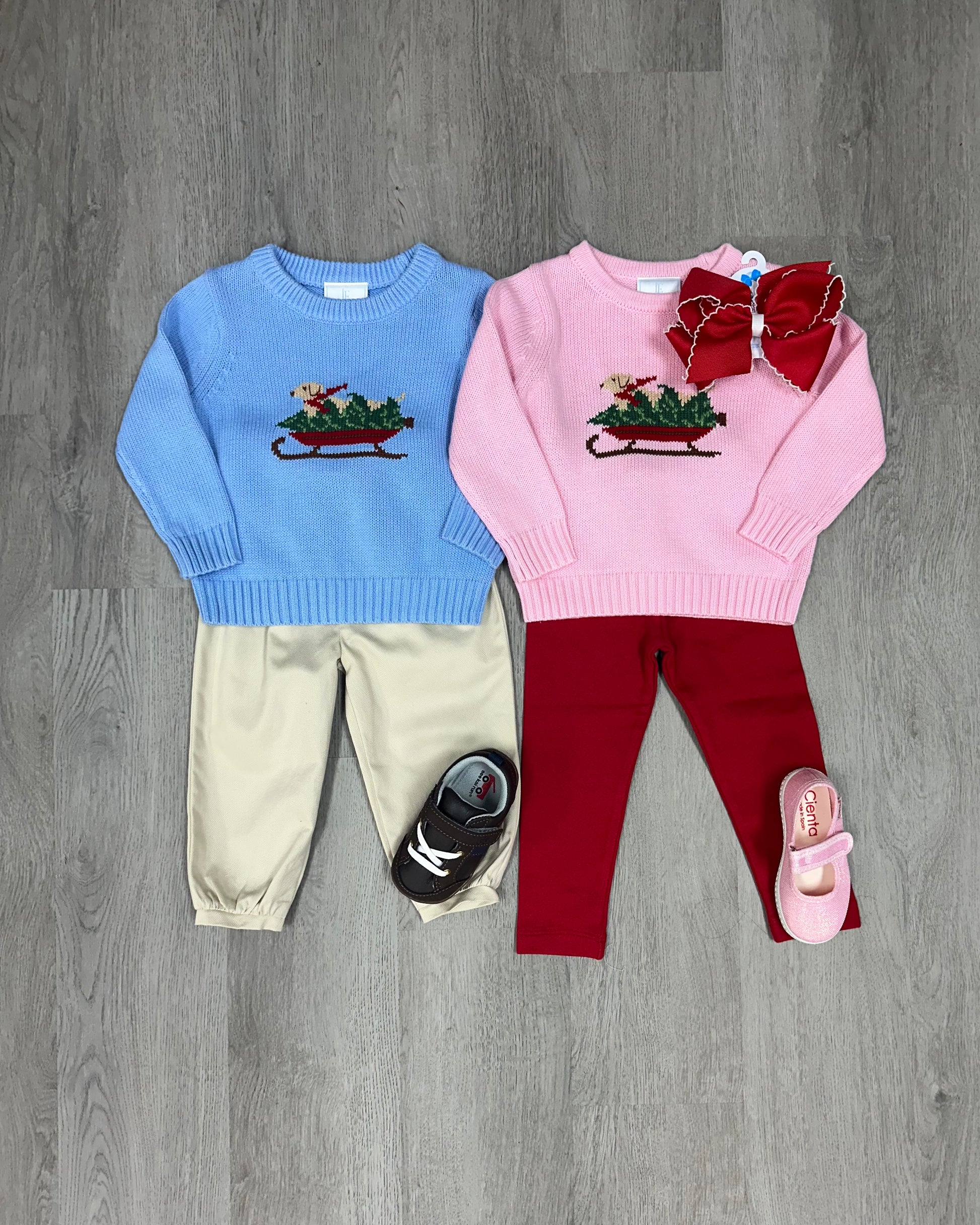 Intarsia Sweater - Pink Holiday Lab Girls Sweaters + Sweatshirts Little English