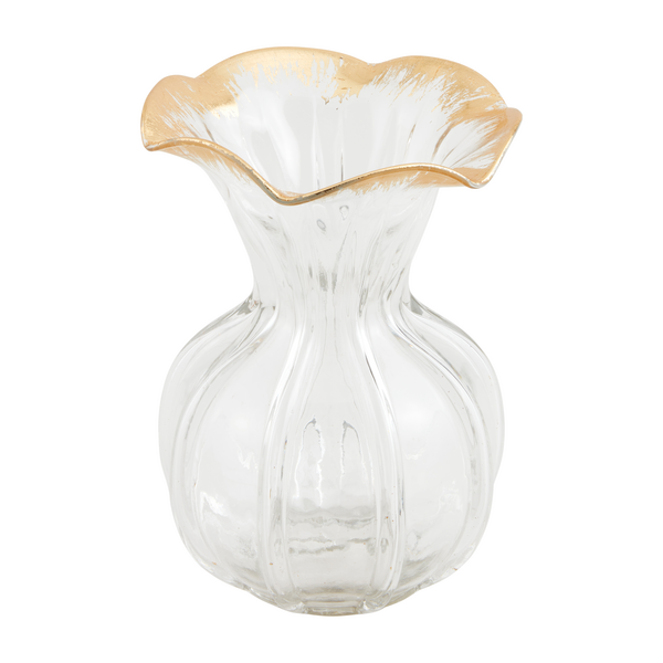 Gold Edge Ruffle Vase - Large Kitchen + Entertaining Mudpie   