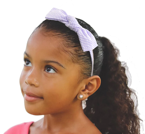 Lavender Seersucker Headband Kids Hair Accessories Bits & Bows   
