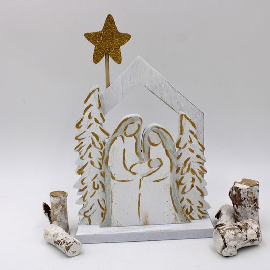 Layered Cutout Wood Tabletop Neutral Holy Family Seasonal TradeCie   