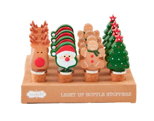 Christmas Light-Up Bottle Stoppers - Assorted Seasonal Mudpie   