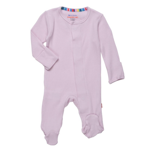 Lilac Snow Waffle Modal Magnetic Footie Baby Sleepwear Magnetic Me   
