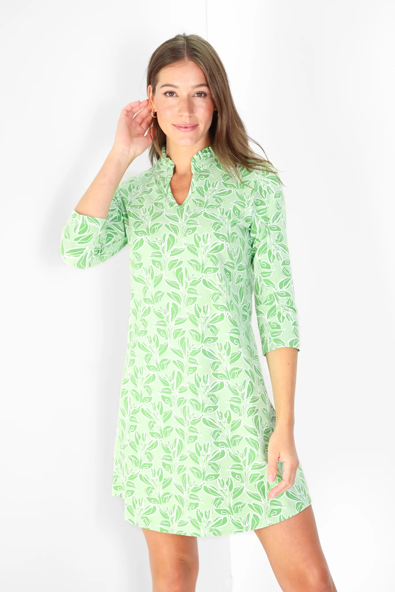 Lillian Dress - Abstract Greens Short Dresses Duffield Lane