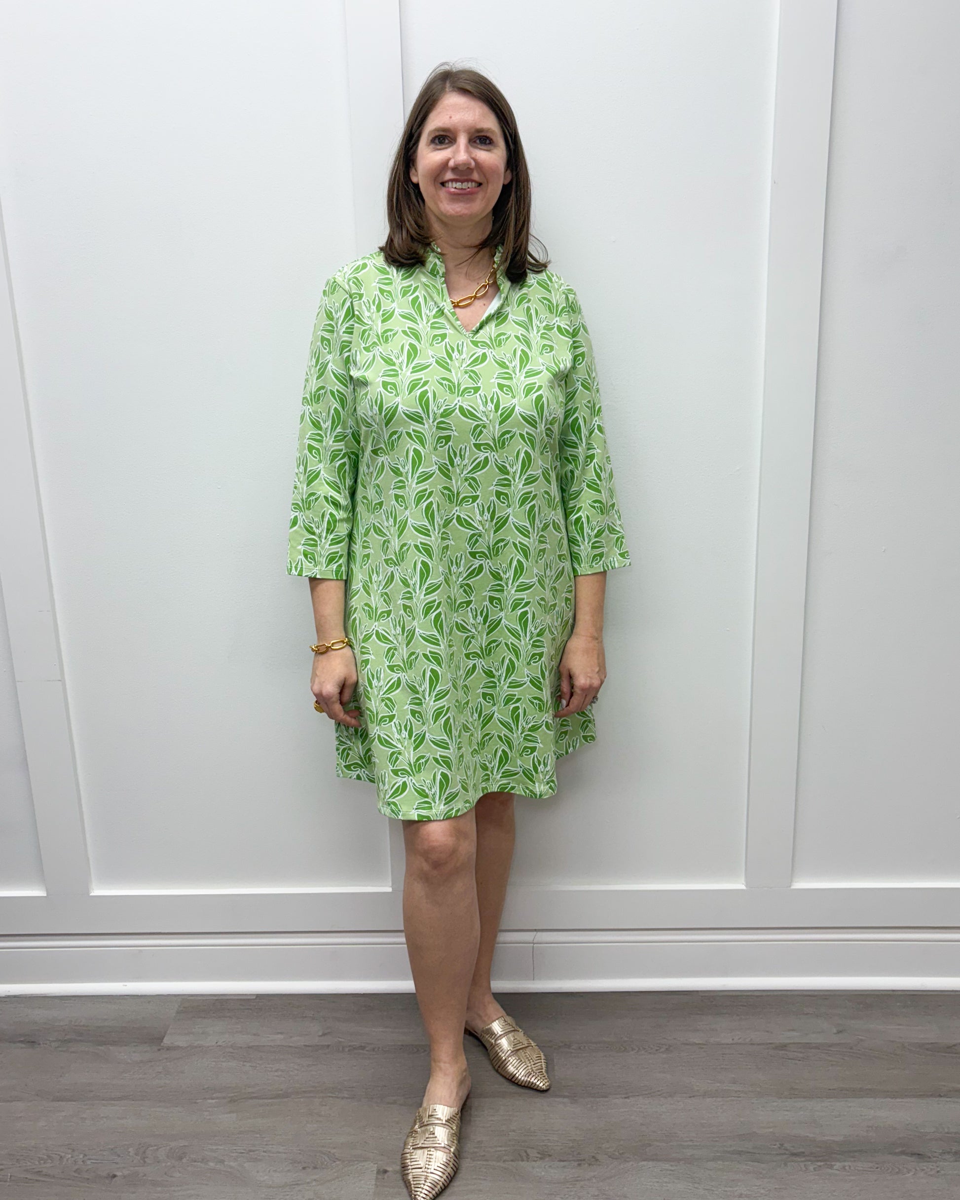 Lillian Dress - Abstract Greens Short Dresses Duffield Lane