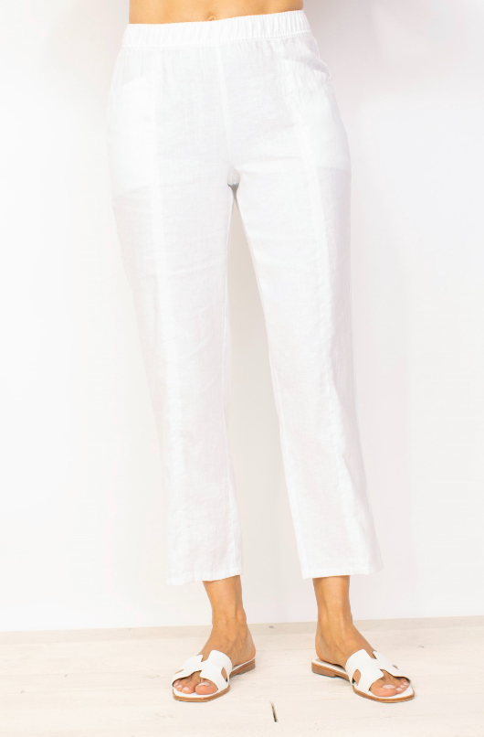 Linen Ankle Pants - White