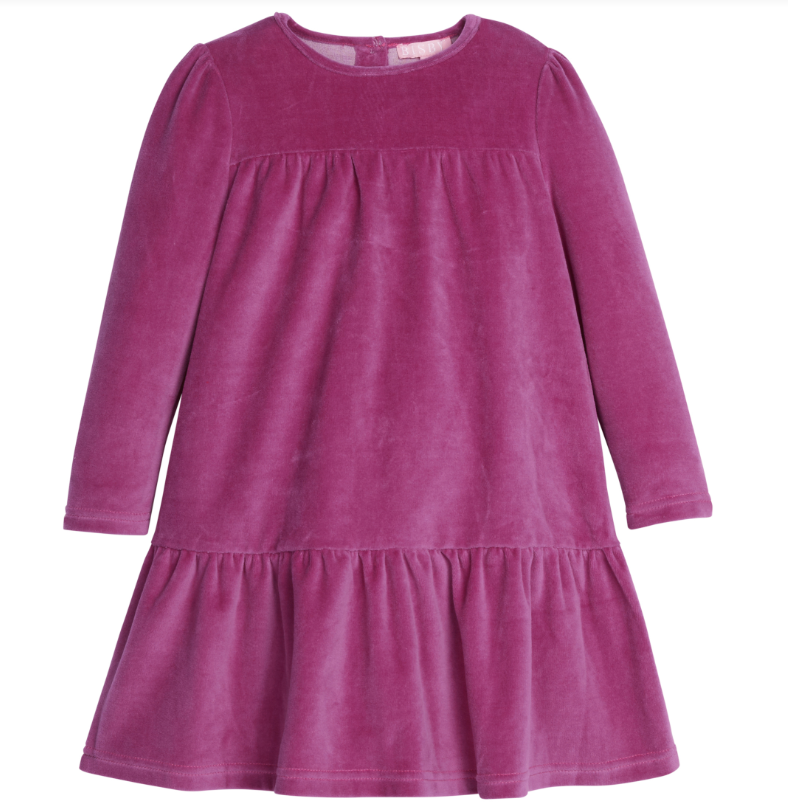 Lisle Dress - Magenta Velour Girls Occasion Dresses Bisby   