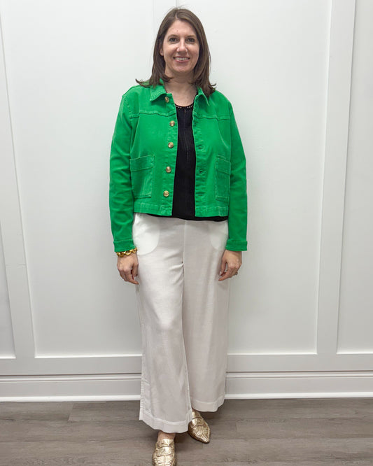 Long Sleeve Button Front Cotton Jacket - Kelly Knits Tribal