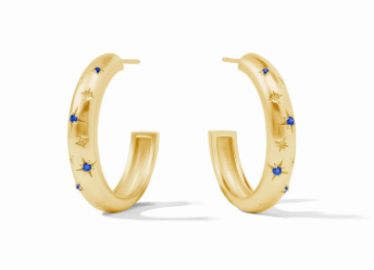 Luna Stone Hoop - Sapphire Blue - Medium Earrings Julie Vos   