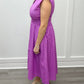 Luna Midi Dress - Lilac w/ White Polka Dots Long Dresses Entro