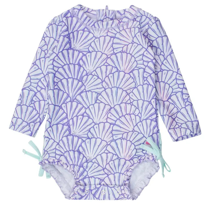 Magical Mermaid L/S One Piece Rash Guard Kids Swim Rufflebutts