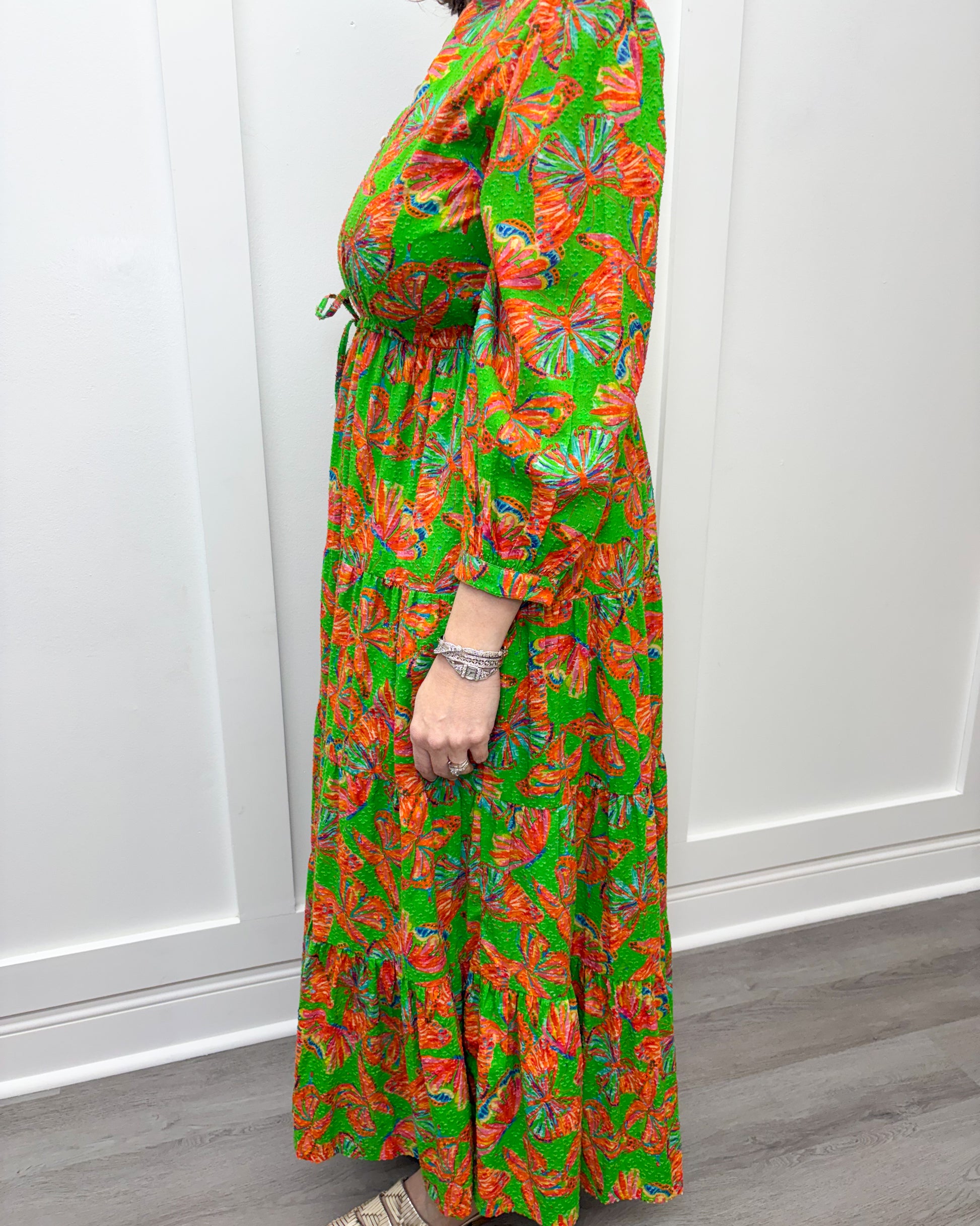 Maria Dobby Maxi Dress - Butterfly Long Dresses Briton Court