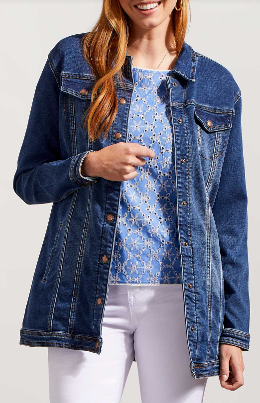 Maxi Denim Jacket - Medium Wash Outerwear Tribal   