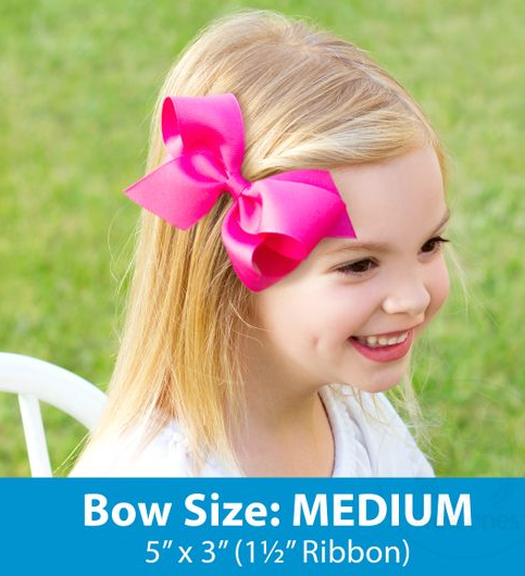 Medium Glitter Tulle and Grosgrain Overlay Hair Bow - Blue Kids Hair Accessories Wee Ones   