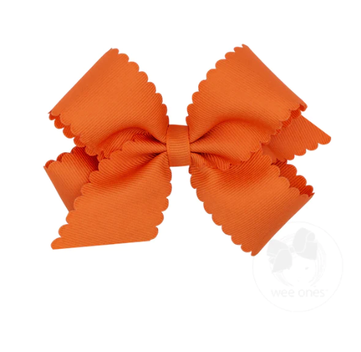 Medium Scalloped Edge Grosgrain Bow - Pumpkin Kids Hair Accessories Wee Ones   