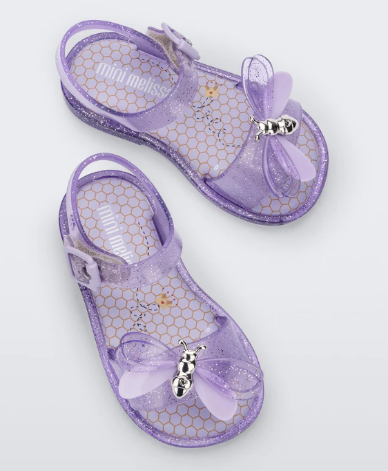 Mini Melissa Mar Sandal Bugs - Lilac Glitter Girls Shoes Mini Melissa   