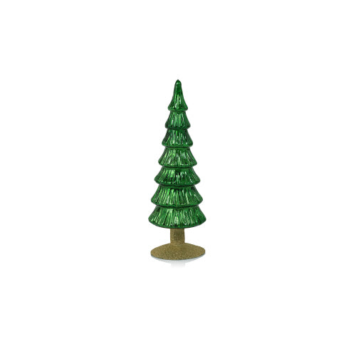 10.75" Miramonti Glass Tree on Gold Glitter Base - Classic Green Seasonal Zodax   